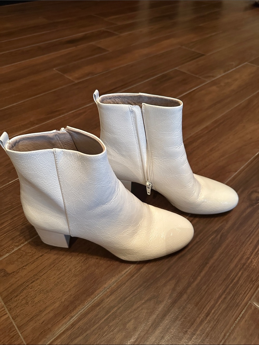 Gianni Bini White Ankle Booties with Block Heel